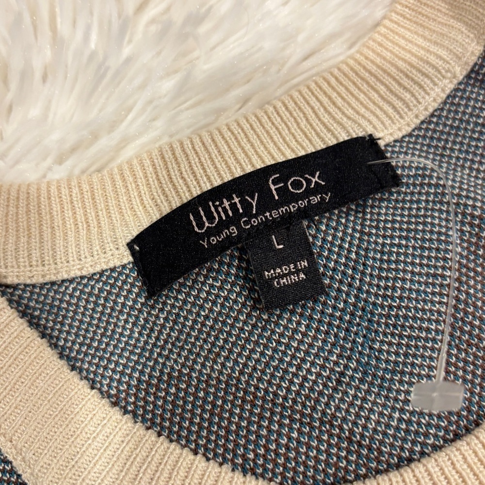 WITTY FOX M Groovy Psychedelic Crop Top Knit Y2K Inspire Flower NWT Large - Picture 4 of 10